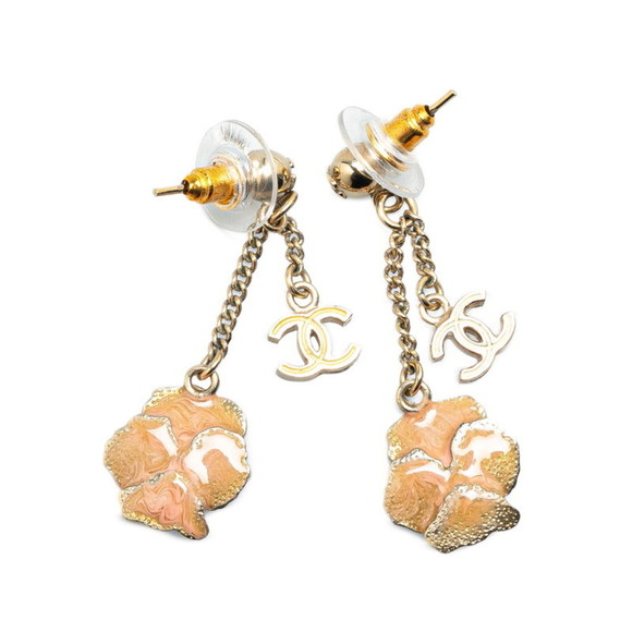 CHANEL Coco Mark Camellia Flower Earrings Gold Plated - Picture 2 of 4